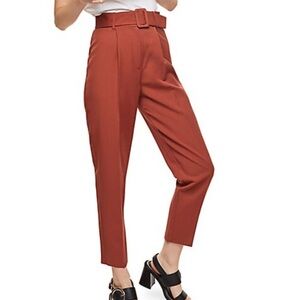 NWT Miss Selfridge Belted Paperbag Pants Size 6 - Brown/Rust